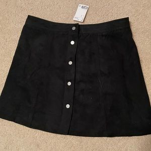 Black Buttoned Mini Skirt